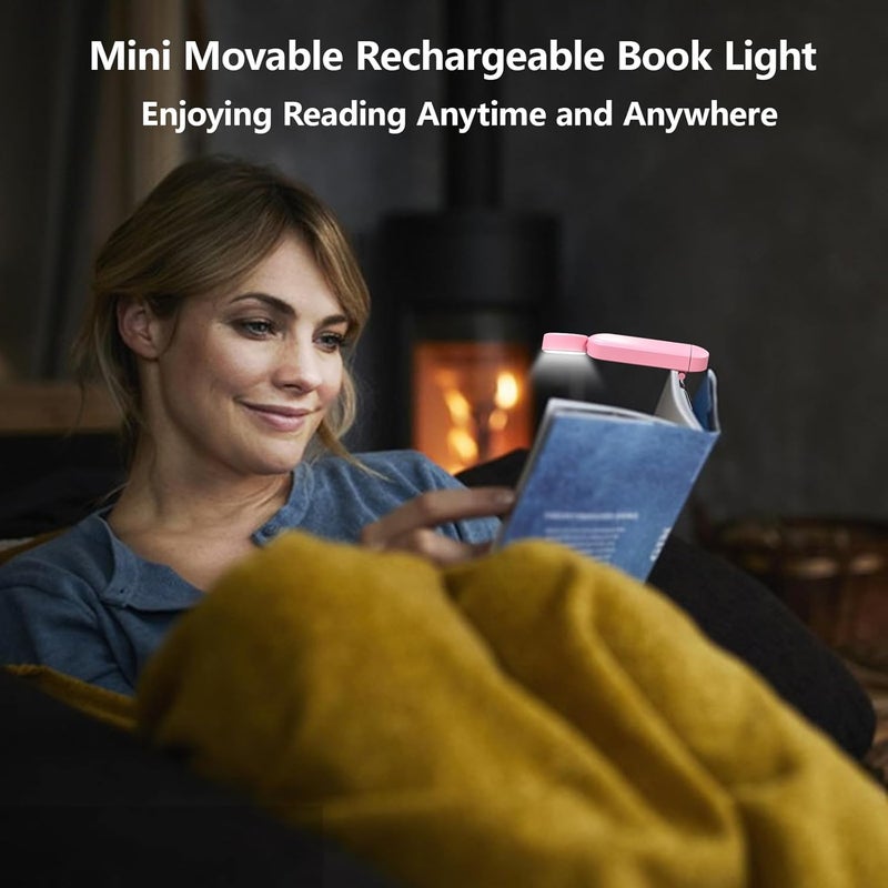 vavofo USB Rechargeable Blue Light Blocking Amber Clip On Bookmark Shaped Reading Light for Bookworms Reading in Bed (Pink) - Image 1